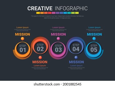 Infographic design template with numbers 5 option can be used for workflow layout, diagram, number step up options. 