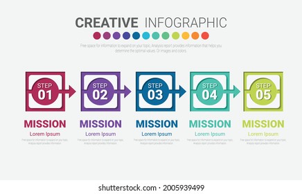 Infographic design template with numbers 5 option can be used for workflow layout, diagram, number step up options. 