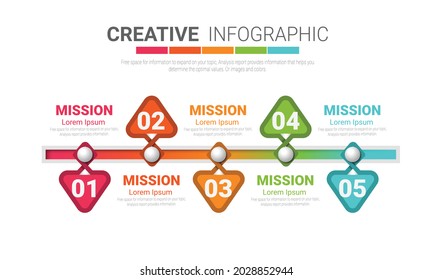Infographic design template with numbers 5 option can be used for workflow layout, diagram, number step up options. 