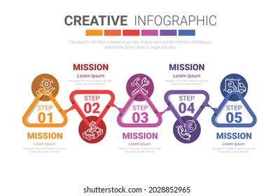 La plantilla de diseño infográfico con la opción de números 5 se puede utilizar para las opciones de diseño de flujo de trabajo, diagrama, escalón de número. 