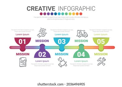 Infographic design template with numbers 5 option can be used for workflow layout, diagram, number step up options. 