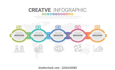 Infographic design template with numbers 5 option can be used for workflow layout, diagram, number step up options. EPS vactor.