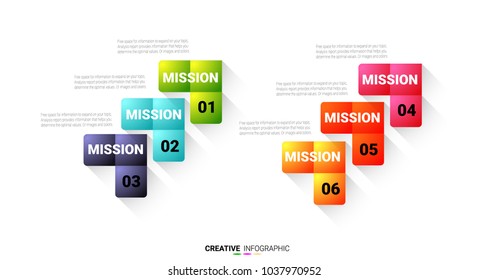 Infographic design template with numbers 6 option for Presentation, can be used for  steps or processes.