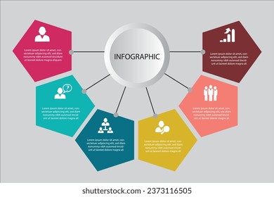 Infographic design template with numbers 6 option for Presentation.infographic template for graphs,  Pie chart, workflow layout, cycling diagram, brochure, report, presentation, web design. 
