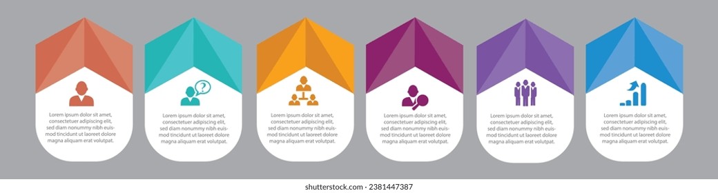 Infographic design template with numbers 6 option for Presentation. infographic template for graphs,  Pie chart, workflow layout, cycling diagram, brochure, report, presentation, web design. 
