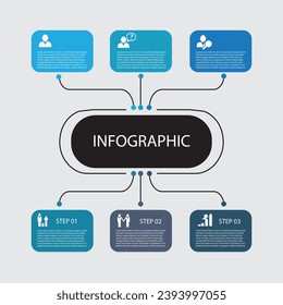 infographic design template with numbers 6 option for Presentation.infographic template for graphs,  Pie chart, workflow layout, cycling diagram, brochure, report, presentation, web design. 