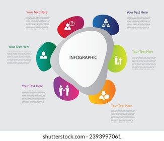 plantilla de diseño infográfico con números 6 opción para Presentación.plantilla infográfica para gráficos, gráfico circular, diseño de flujo de trabajo, diagrama de ciclo, folleto, informe, presentación, diseño web. 