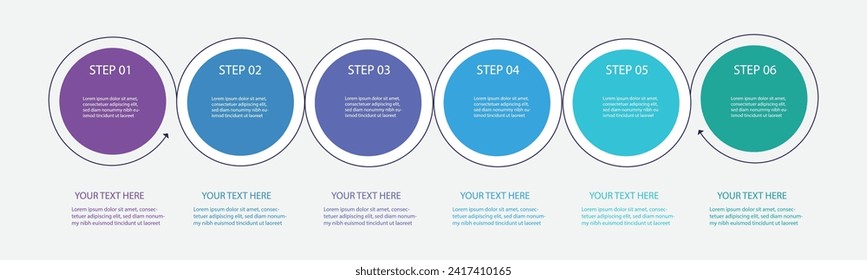 Infographic design template with numbers 6 option for Presentation.infographic template for graphs,  Pie chart, workflow layout, cycling diagram, brochure, report, presentation, web design. 