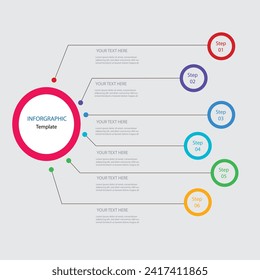 Infografische Design-Vorlage mit den Zahlen 6 Option für Presentation.infographische Vorlage für Grafiken, Pie-Diagramm, Workflow-Layout, Zyklusdiagramm, Broschüre, Bericht, Präsentation, Web-Design. 