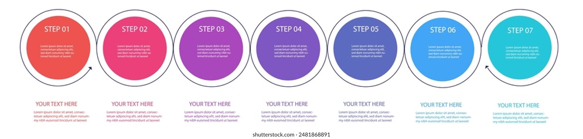 Infographic design template with numbers 7 option for Presentation.infographic template for graphs,  Pie chart, workflow layout, cycling diagram, brochure, report, presentation, web design. 