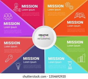 Infografik-Design-Vorlage mit der Option Zahlen 8 für Präsentationsinfographie, Timeline-Infografiken, Schritte oder Prozesse. Vektorgrafik.