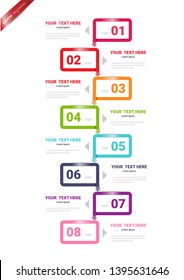 Infographic design template with numbers 8 option for Presentation infographic, Timeline infographics, steps or processes. Vector illustration.