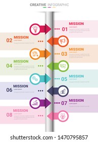 Infographic design template with numbers 8 option for Presentation.