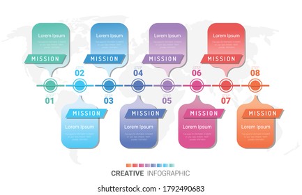 Infographic design template with numbers 8 option for Presentation infographic, Timeline infographics, steps or processes. Vector illustration.
