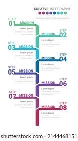 Infographic design template with numbers 8 option for Presentation Timeline, steps or processes. Vector illustration.