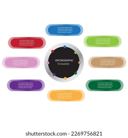 Infographic design template with numbers 8 option for Presentation.infographic template for graphs,  Pie chart, workflow layout, cycling diagram, brochure, report, presentation, web design.