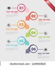 Infographic design template with numbers six option for Presentation infographic, Timeline infographics, steps or processes.  Vector illustration, Vector eps 10.