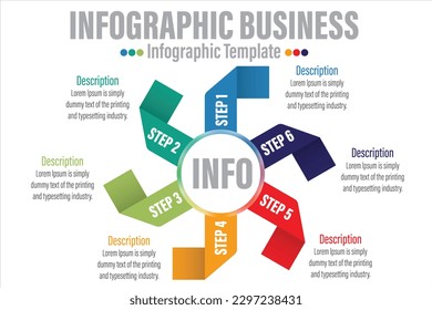 Plantilla de diseño infográfico con números opción Seis 6 o seis 6 pasos se pueden utilizar para la distribución del flujo de trabajo, el diagrama, las opciones de aumento de número.