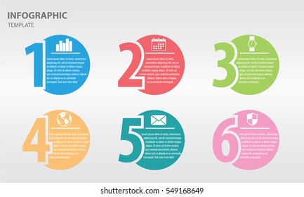 Infographic design template with numbers six option