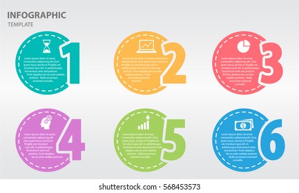 Infographic design template with numbers six option