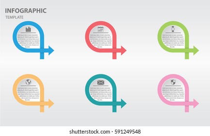 Infographic design template with numbers six option