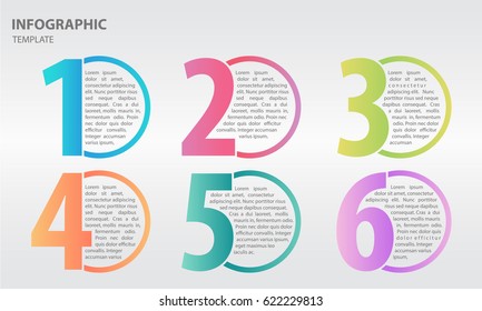 Infographic design template with numbers six option