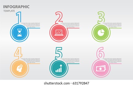 Infographic design template with numbers six options
