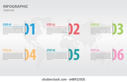 Infographic design template with numbers six option