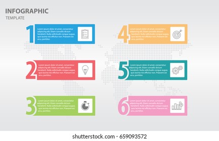 Infographic design template with numbers six option