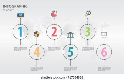 Infographic design template with numbers six option