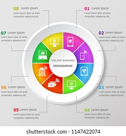 Infographic design template with online banking icons, stock vector