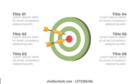 Infographic design template option, process or step with dart game flat design