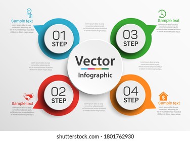 Infographic design template with options and 4 steps. For content, diagram, flowchart,steps, parts, timeline infographics, workflow layout, chart 