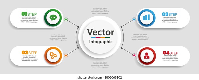 Infographic design template with options and 4 steps. For content, diagram, flowchart,steps, parts, timeline infographics, workflow layout, chart 