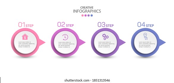 Infographic design template with options and 4 steps. For content, diagram, flowchart,steps, parts, timeline infographics, workflow layout, chart