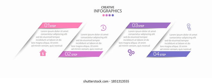 Infographic design template with options and 4 steps. For content, diagram, flowchart,steps, parts, timeline infographics, workflow layout, chart