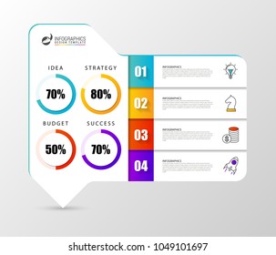 Infographic design template. Organization chart with 4 steps or options, workflow, process, diagram. Vector illustration