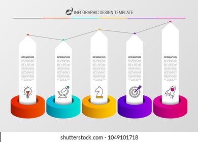 Infographic design template. Organization chart with 5 steps. Vector illustration
