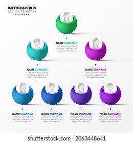 Infographic Design Template. Organization Chart With 7 Steps. Can Be Used For Workflow Layout, Diagram, Banner, Webdesign. Vector Illustration