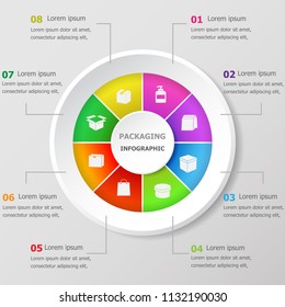 Infographic design template with packaging icons, stock vector