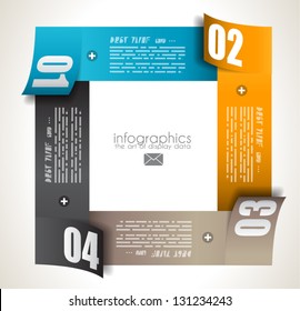 Infographic design template with paper tags. Idea to display information, ranking and statistics with orginal and modern style.