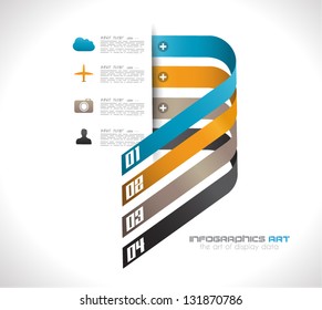 Infographic design template with paper tags. Idea to display information, ranking and statistics with orginal and modern style.