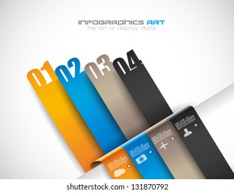 Infographic design template with paper tags. Idea to display information, ranking and statistics with orginal and modern style.