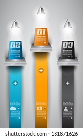 Infographic design template with paper tags. Idea to display information, ranking and statistics with orginal and modern style.