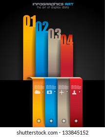 Infographic design template with paper tags. Idea to display information, ranking and statistics with orginal and modern style.