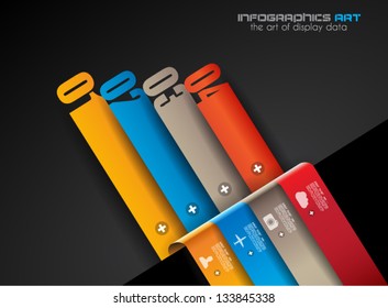 Infographic design template with paper tags. Idea to display information, ranking and statistics with orginal and modern style.