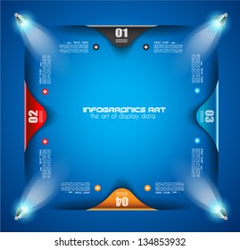 Infographic design template with paper tags. Ideal to display information, ranking and statistics with orginal and modern style.