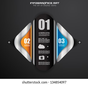 Modelo de design de infográfico com etiquetas de papel. Ideal para exibir informações, classificação e estatísticas com estilo original e moderno.