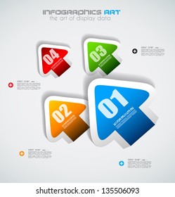 Infographic design template with paper tags. Ideal to display information, ranking and statistics with orginal and modern style.