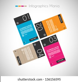 Infographic design template with paper tags. Idea to display information, ranking and statistics with orginal and modern style.